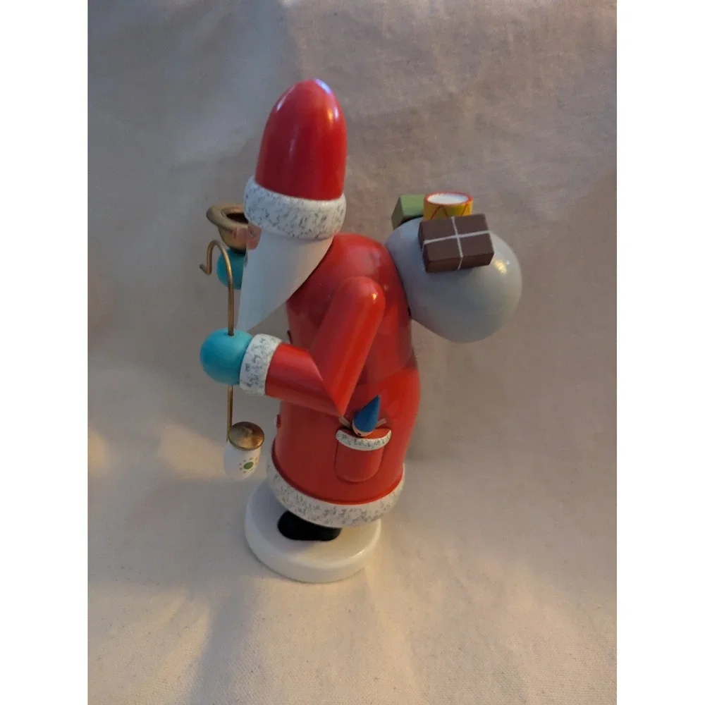 Vintage Wooden Santa Claus Incense Smoker Christmas 7 Inch Red White German